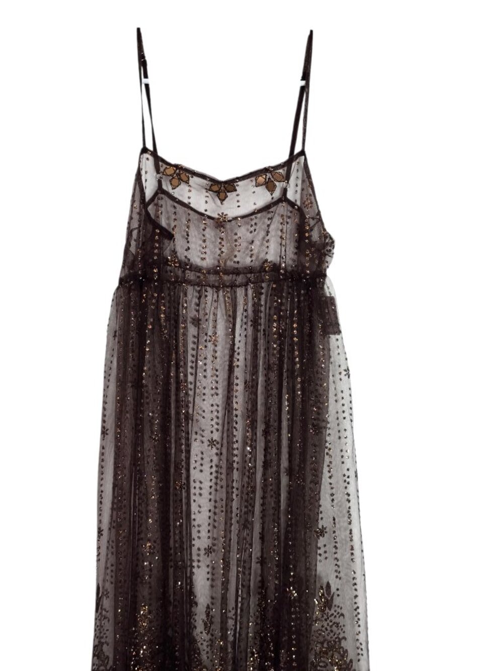 Free People Intimately Shaved Chocolate Brown Sheer Maxi Dress Medium NWT - Picture 3 of 14